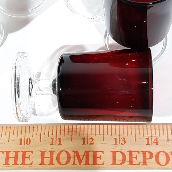 Ruby Red Luminarc Cavalier 5 Glasses 3oz Footed MCM Vintage Cordial /Sherry - Picture 5 of 5